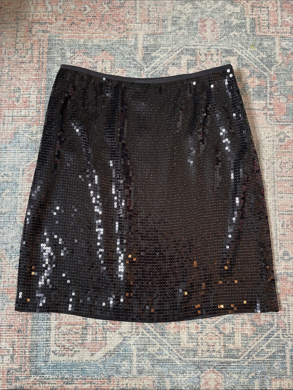 Anne Taylor Petites Black Sequin Mini Skirt Size 4P